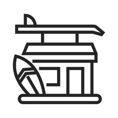Surfboard store outline icon