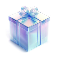 Gift iridescent icon, gift box illustration