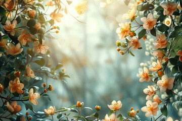 Blossoming branch of jasmine with beautiful flowers on blurred background