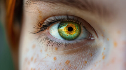Close-up of a green human eye.