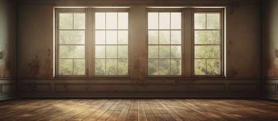 Empty room with large window