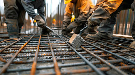 Forging Foundations: Steel Reinforcement Fabrication by Construction Workers