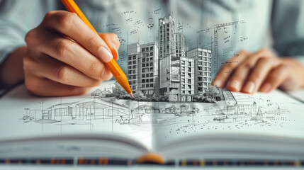 Unveiling Building Sketches through Opened Books and Creative Hands
