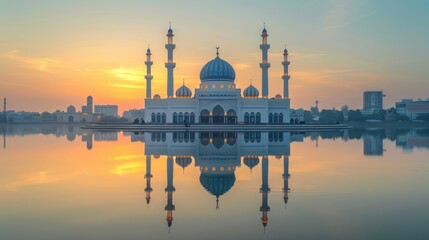 Fototapeta premium A Peaceful Gaze Upon Mosque Landscape