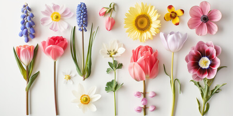 collection of flowers closeup. Beautiful spring and summer flowers. Set of different beautiful...