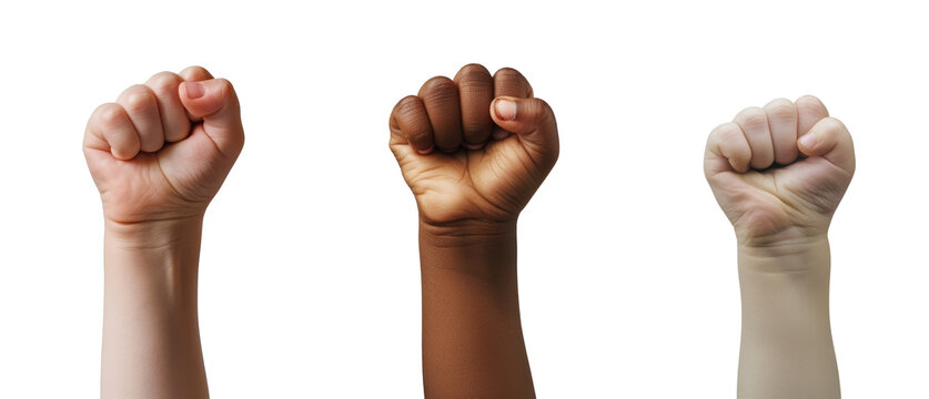 Raised fist of a child on Transparent Background