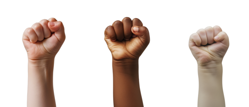 Raised fist of a child on Transparent Background