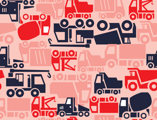 INDUSTRIAL TRUCK DESIGN VECTOR ALLOVER. CRANE DESIGN  VECTOR ALLOVER.