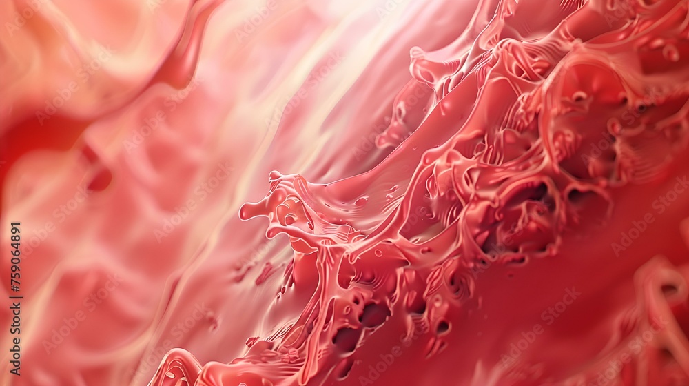 Poster abstract fluid art background with vibrant red and pink hues. dynamic liquid textures with a soft fo