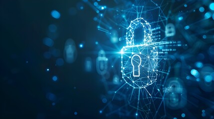 Obraz premium Cybersecurity Concept with Digital Lock and Code background