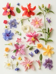 Obraz premium collection of flowers closeup. Beautiful spring and summer flowers. Set of different beautiful flowers isolated on white background