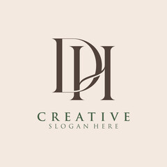 Luxury Initial DH  Monogram Text Letter Logo Design
