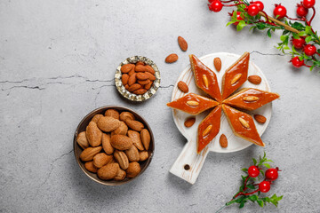 Baklava with almonds for Azerbaijan traditional spring holiday novruz.