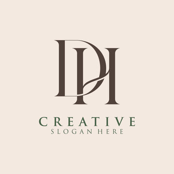 Luxury Initial DH  Monogram Text Letter Logo Design
