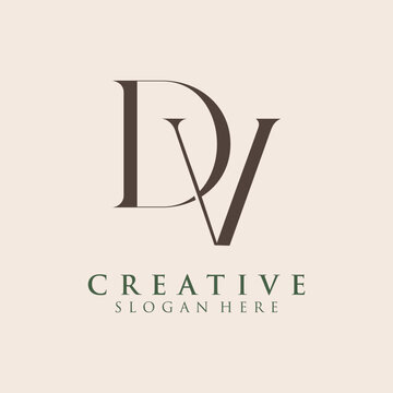 Luxury Initial DV  Monogram Text Letter Logo Design