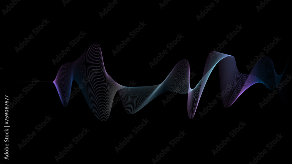 Poster abstract colorful waves background with shadow on dark colour.