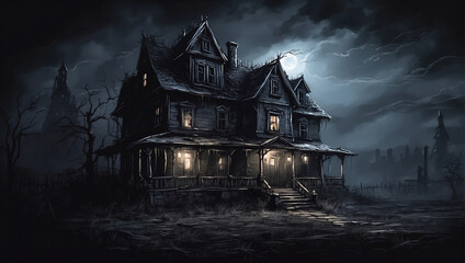 A terrifying atmosphere in a sinister house