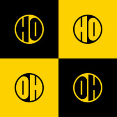 Simple HO and OH Letters Circle Logo Set, suitable for business with HO and OH initials