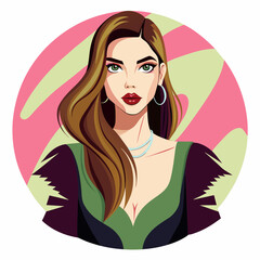 Illustrate a chic fashion illustration of a glamorous girl, suitable for transforming into a captivating sticker for t-shirts