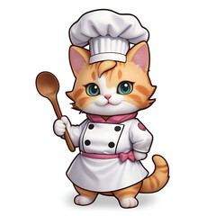 シェフの恰好をした可愛い猫