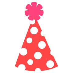 red polka dot birthday party hat isolated illustration