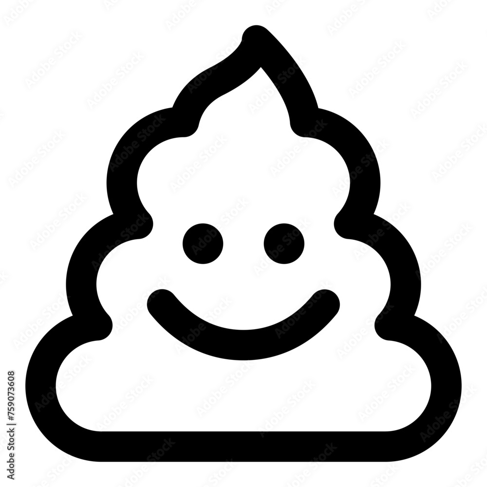Poster poo emoji icon in simple line vector style