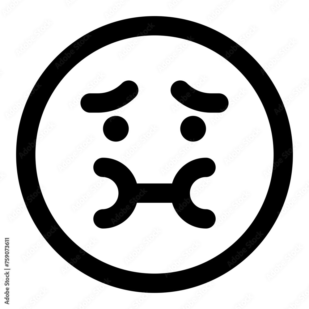 Poster nauseated emoji icon in simple line vector style