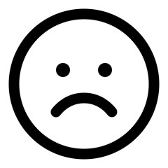 Sad emoji icon in simple line vector style