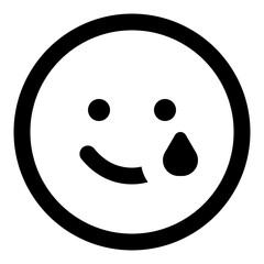 Tear smile emoji icon in simple line vector style