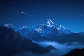 Mountainous Landscape Bathed In Moonlight