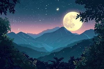 Photo sur Plexiglas Europe du nord Mountainous Landscape Bathed In Moonlight