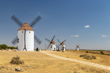 Fototapeta premium Windmills near Mota del Cuervo, Toledo, Castilla La Mancha, Spain