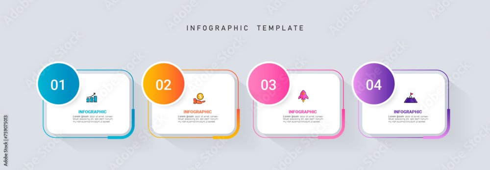 Poster Infographic elements design template, business concept with 4 steps. Vector 