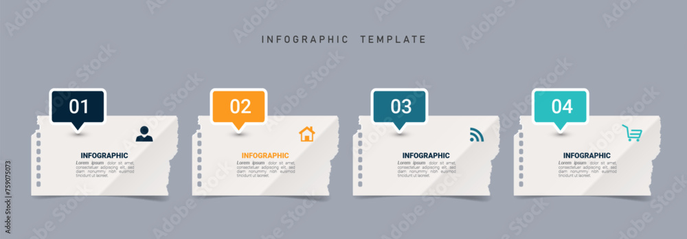 Poster Infographic elements design template, business concept with 4 steps. Vector 