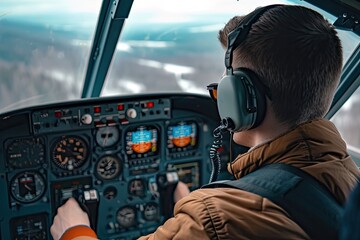Pilot Navigating From The Cockpit Of An Airplane - obrazy, fototapety, plakaty