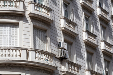 Facade of residential building in Downtown Buenos Aires, the Capital City of Argentina