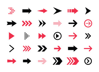 Arrow icons. Simple cursors, pointers and direction buttons vector illustration.