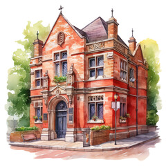 English Post Office watercolor