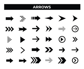 Arrow icons. Simple cursors, pointers and direction buttons vector illustration.