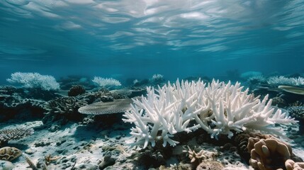 Naklejka na ściany i meble Coral bleaching in a tropical reef