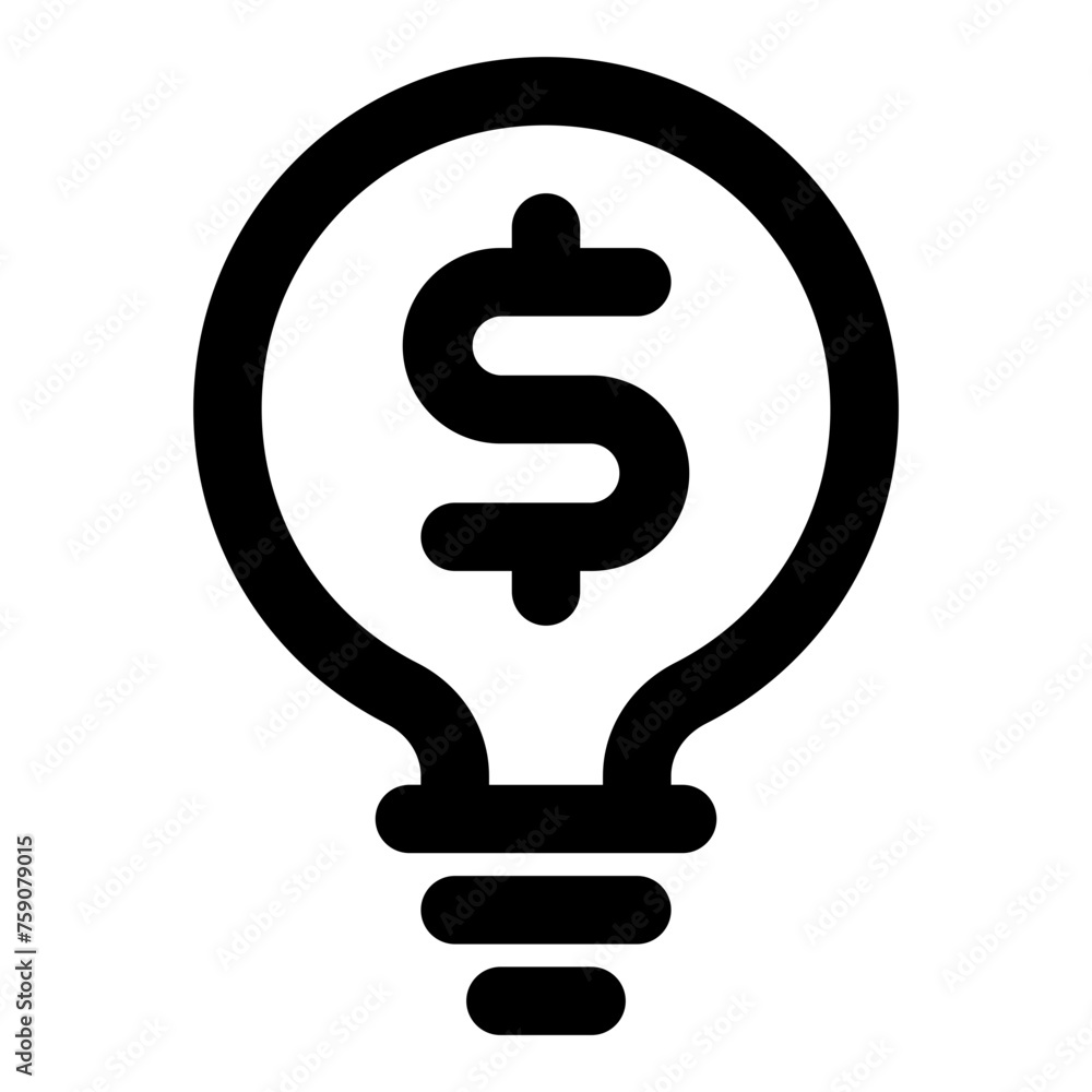 Poster lightbulb dollar icon in outline style. simple bulb vector illustration — pixel-perfect icon.