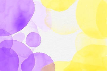 The abstract background illustration. The effect of painting with watercolors on a grainy textured paper. Pastel shades. Multi-colored spots. Purple and yellow stains. 
