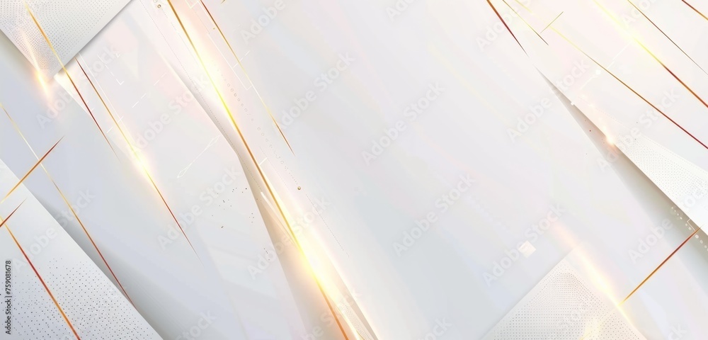 Poster white background with gold lines, geometric patterns, and light gray color blocks for elegant design