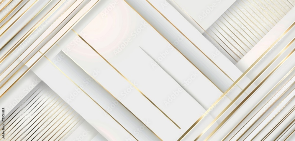 Poster white background with golden diagonal lines symmetrical layout, and a sense of luxury generative ai