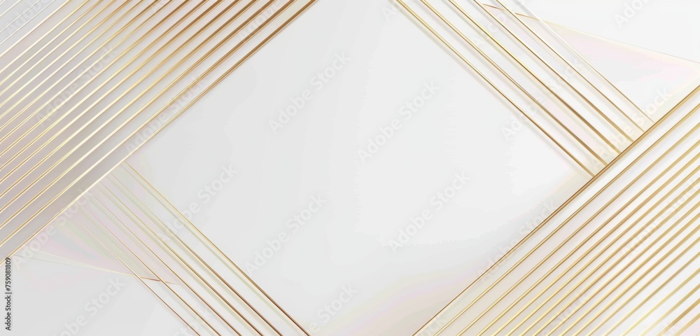 Poster white background with golden lines, simple geometric shapes generative ai