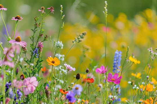 Meadow filled with summer wildflowers photography