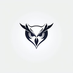 Minimalist Stylized Owl Head Logo in Vector Format on White Background
