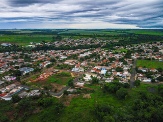 Aerial landscape of city scape with park during summer in Tangara da Serra in Mato Grosso