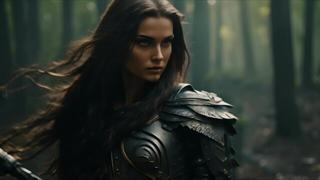 Beautiful elf woman. Fantasy medieval background. The concept of medieval history, life and culture. Ai-generated.