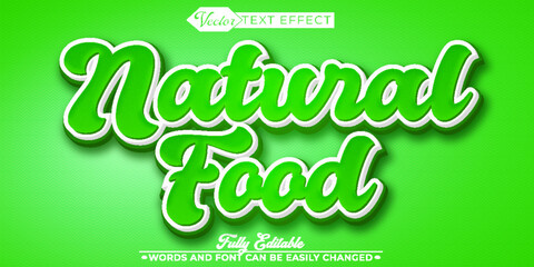 Cartoon Green Natural Food Vector Editable Text Effect Template